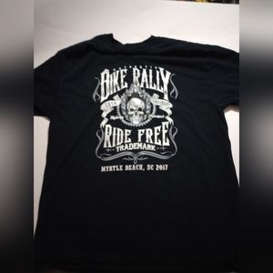 Myrtle Beach 2017 Bike Rally Men's T-Shirt Graphic Tee size Large L Black 78 ann
